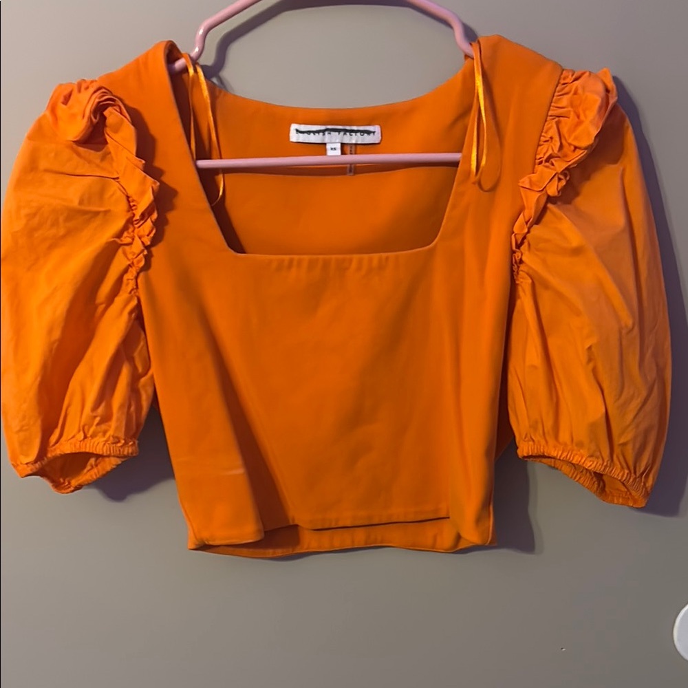 Orange Puff Sleeve Top